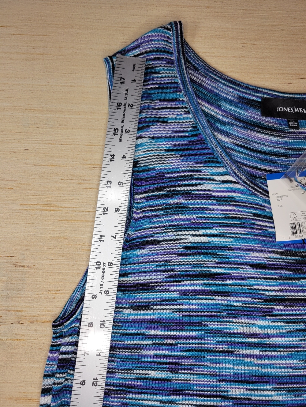 Jones Wear Multi Stripe Sleeveless Tank Top Women XL Blue Purple Boho - Picture 10 of 11